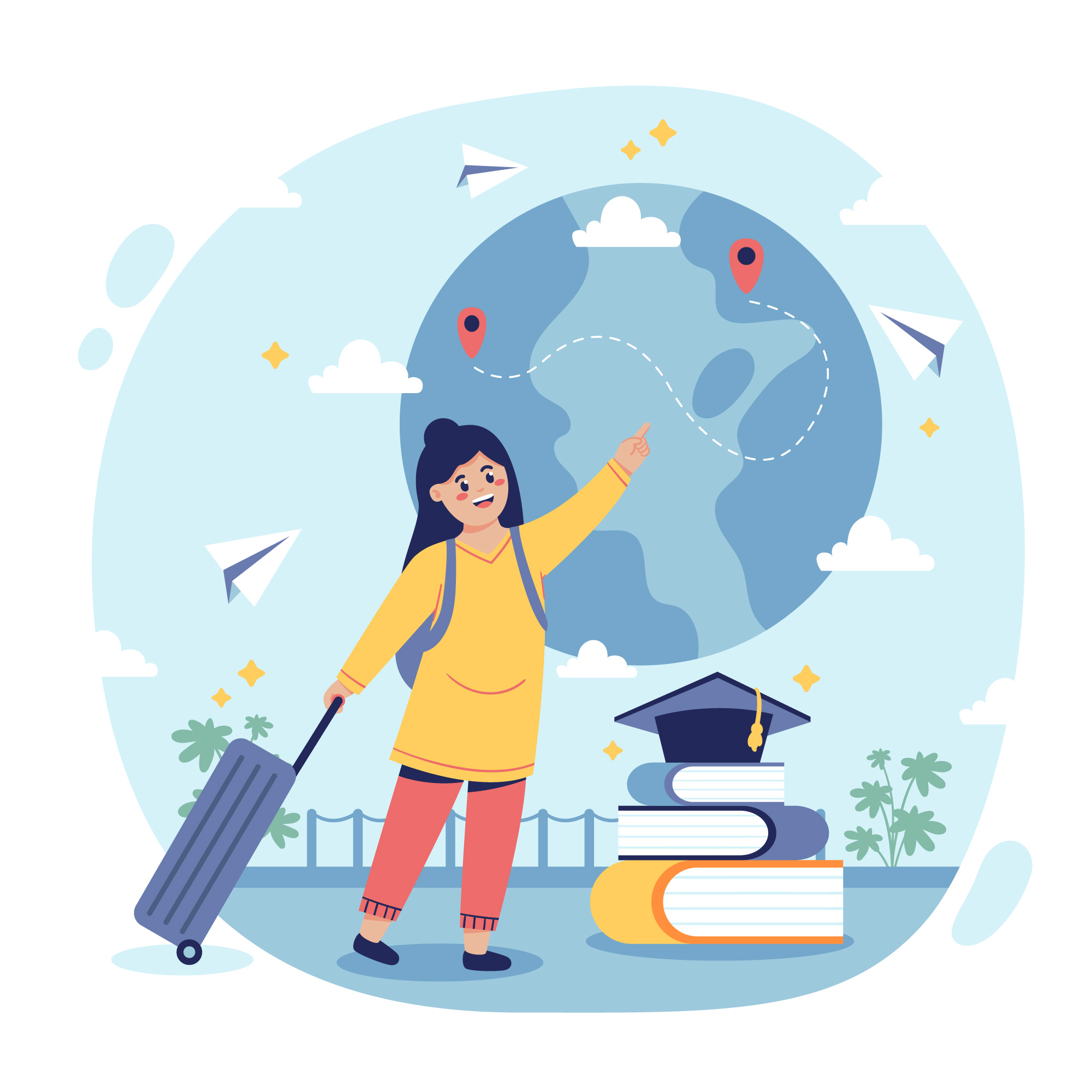 Student with backpack